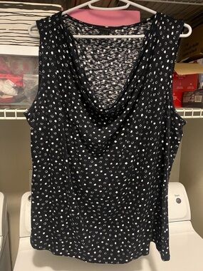 Ann Taylor Navy Sleeveless Cowl Neck Tank size large